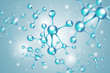 Clean Blue Scientific Molecule Illustration