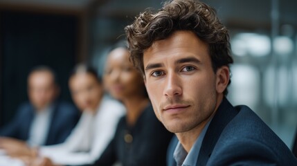 Fototapeta premium Engaging business meeting insight corporate office professional portrait modern environment
