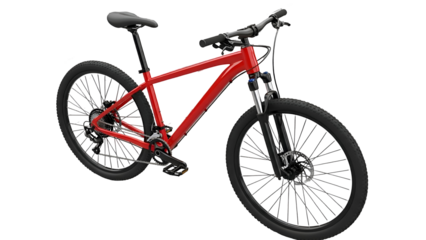 Red mountain bike with black wheels