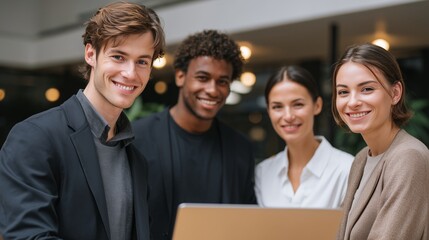 Team collaboration event modern office group photo professional environment positive vibes