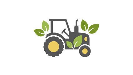Obraz premium Eco-Friendly Tractor with Leaves and Yellow Wheels Sustainable Agriculture Concept isolated white background