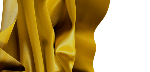 Close-up of golden fabric with beautiful texture and folds, perfect for design backgrounds, add elegance.