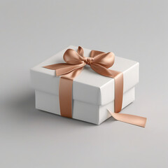 minimal gift box with satin ribbon, top view, high-end commercial photography