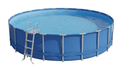 Large round above-ground swimming pool