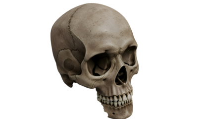 Human skull in profile view