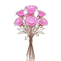 Illustrated bouquet of pink roses