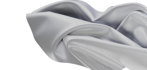 Close-up of flowing, textured silver fabric creating a dynamic, abstract composition. Perfect for design projects needin