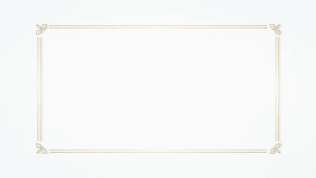 Rectangle subtle gold frame border for with 15.5 x 8.5 aspect ratio for 16 x 9 aspect ratio web presentation, social post, svg, isolated on transparent background.