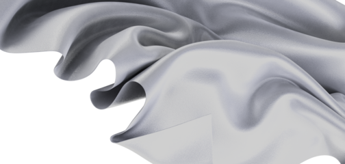 Abstract draped textile background in silver color, featuring graceful folds and wave-like shapes, perfect for design an