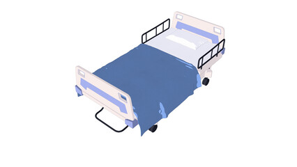 斜めから見た病院のベッドのイラスト