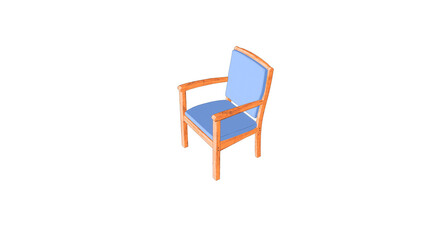 シンプルな青い椅子と白の背景のイラスト