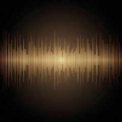 Golden sound wave pattern on dark background, audio visualization, music waveform, glowing yellow lines, abstract sound design element, sonic texture