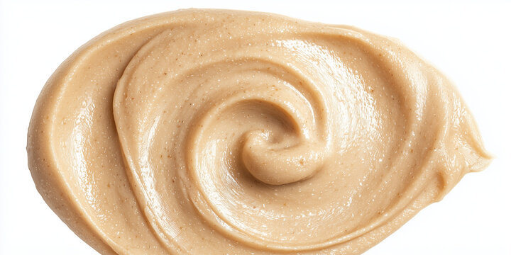 tahini sesame paste, Smooth and glossy peanut butter texture with a swirling pattern