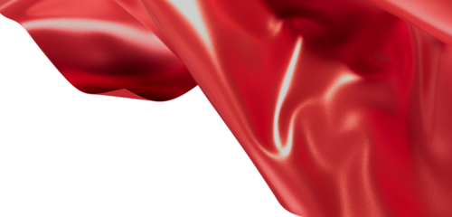 Stunning red satin fabric detail, showcasing luxurious texture, smooth waves, and a vibrant color. Perfect for elegant d