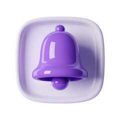 Fototapeta premium Purple Bell Icon on Square Background