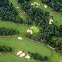 vue a&eacute;rienne du golf du ch&acirc;teau de Champ-de-Bataille dans l'Eure en France