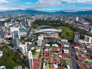 Beautiful Aerial View of San Jos&eacute;, Costa Rica, with Modern Cityscape and Green Hills