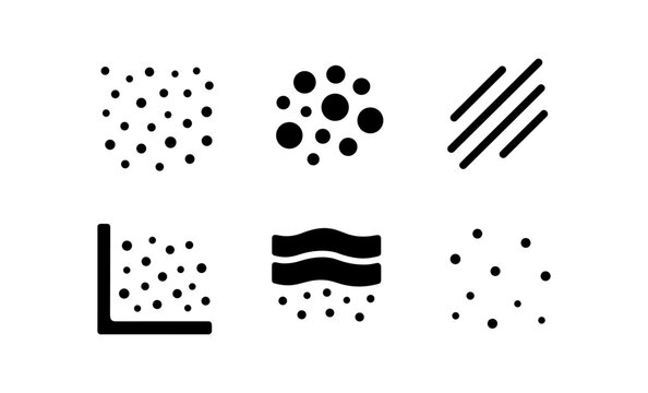Collection of abstract graphic elements and icons representing data and patterns