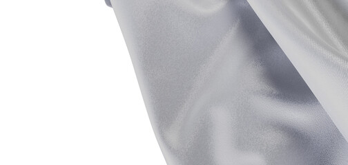 Close up shot of a silver fabric textile with detailed texture, ideal for backgrounds and design elements. Capturing the