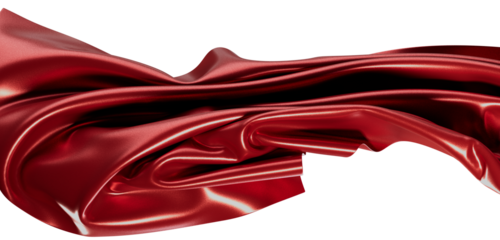 Elegant studio shot of red satin fabric flowing and draped, perfect for fashion, design, and texture visuals. Adds sophi