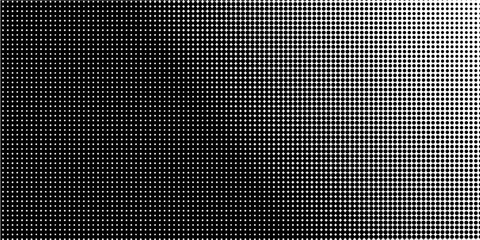 Dotted halftone gradient texture. Vanishing polka dot background. Repeating dots gradation pattern background. Black fading comic pop art overlay backdrop. Halftone raster effect wallpaper. Vector