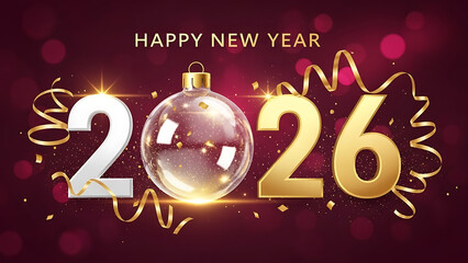 Happy new year 2026 gold text
