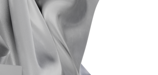 Close-up of a draped silver fabric background, ideal for textures, elegant design, fashion, and abstract concepts. Perfe