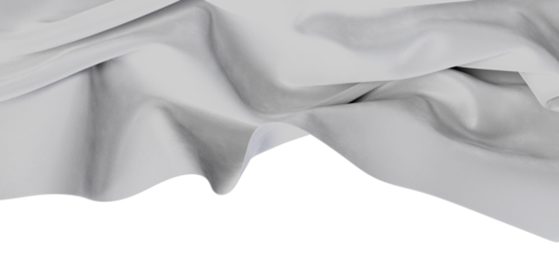 Textured white cloth draped, folds and curves on a clean white backdrop, elegant and abstract.
