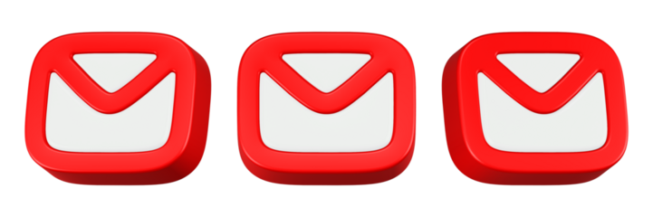 mail icon 3d render red color