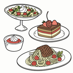 Clean Restaurant Style Food Illustration  Vector   (3)
