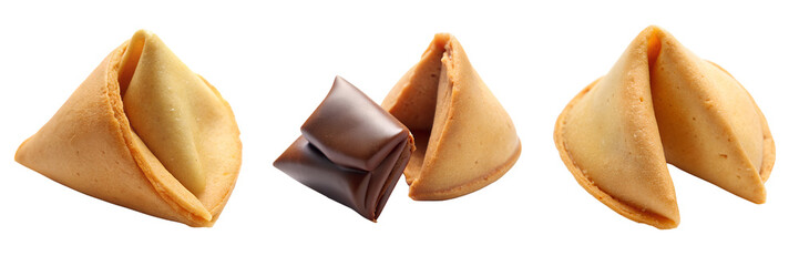 Set of A fortune cookie isolated on a transparent background