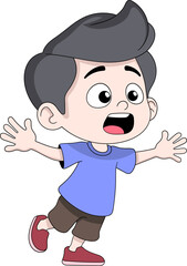 Afraid Kid Cartoon Gesture Warning Watch Out Illustration