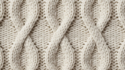 Cable knit texture closeup isolated on white background
