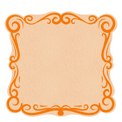 Elegant Decorative square Frame Vintage Ornate orange Frame. Orange Border Vintage Frame.