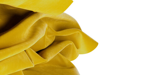 Close-up of a textured yellow fabric in elegant folds, ideal for backgrounds, adding a touch of sophistication to your d