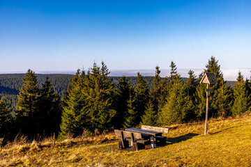 Winterwanderung im Th&uuml;ringer Wald auf den h&ouml;chsten Punkt am Rennsteig den Schneekopf - Th&uuml;ringen - Deutschland