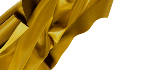 Close-up of luxurious gold fabric with detailed texture, draped beautifully. Perfect for design, fashion, and abstract c