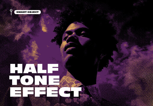 Dramatic Purple Halftone Photo Effect Template