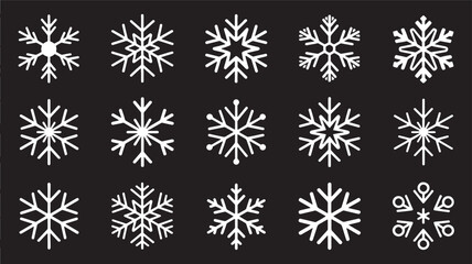 Modern Snowflake Vector Set &ndash; Digital Snowflake Clipart for Winter Designs &ndash; Minimalist Snowflakes for Holiday Crafts, Prints, and Decorations