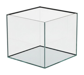 Modern glass cube display minimalist design home perspective isolated on transparent background