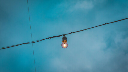 light bulb in the night sky