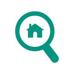 Home in magnifier icon