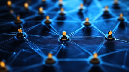 A digital network of interconnected nodes representing social connections.