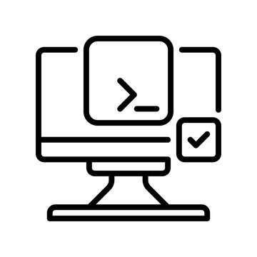 Script Terminal Line Icon, Outline Symbol for Command Line, Code Execution, Shell Programming, System Administration, and Developer Interface. Vector Sign Icon.