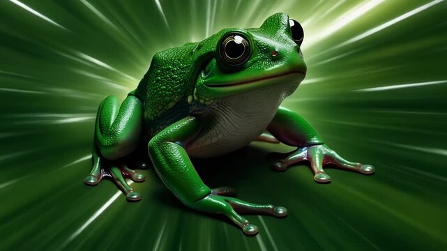 Green Frog Portrait with Abstract Background - Amphibian Beauty.