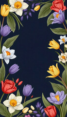 Obraz premium Botanical frame for use in graphics. Flowers leaves in the illustration. Oil painting