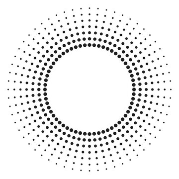 Halftone sun rays circle icon