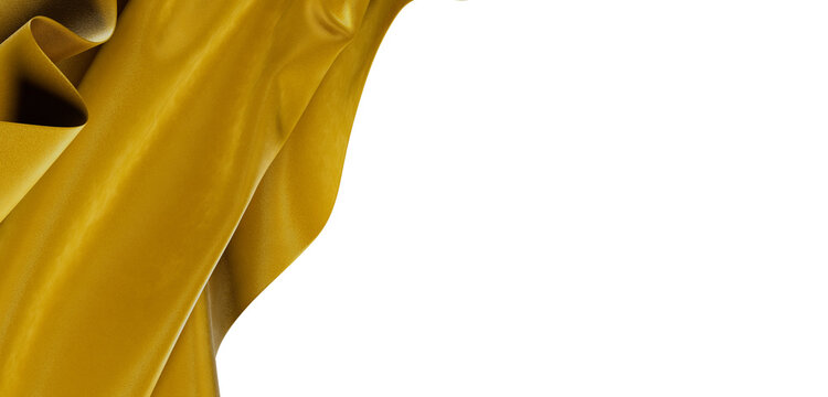 Close up of a luxurious gold fabric with detailed texture, perfect for design and background use. Features a flowing dra