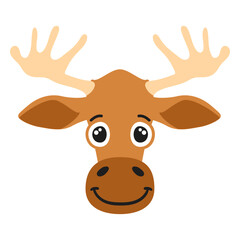 Fototapeta premium Elk moose muzzle joyful flat sticker
