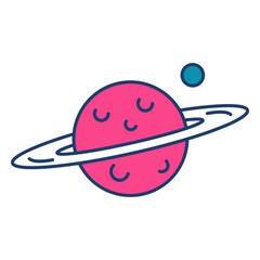 Colorful saturn planet stroke © Vexels